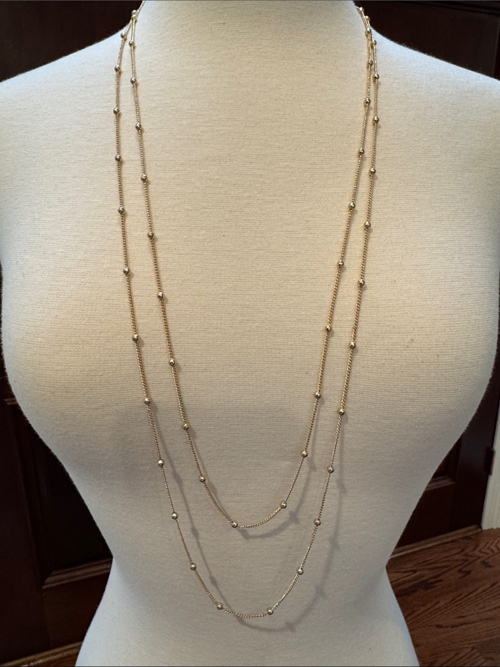 Amrita Singh Double Gold Beaded Necklace - New!